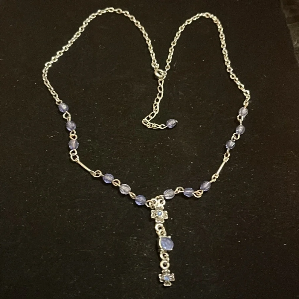Blue and Silver Beaded Necklace